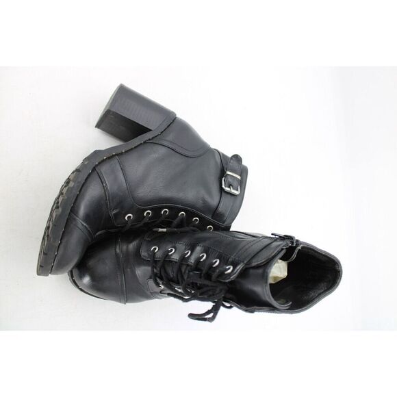 Diba Carryn Combat Boots Size 9m Black Heel 3" - Picture 1 of 10